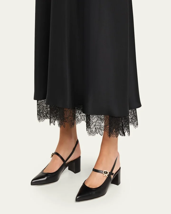 Calfskin Mary Jane Slingback Pumps - Image 5