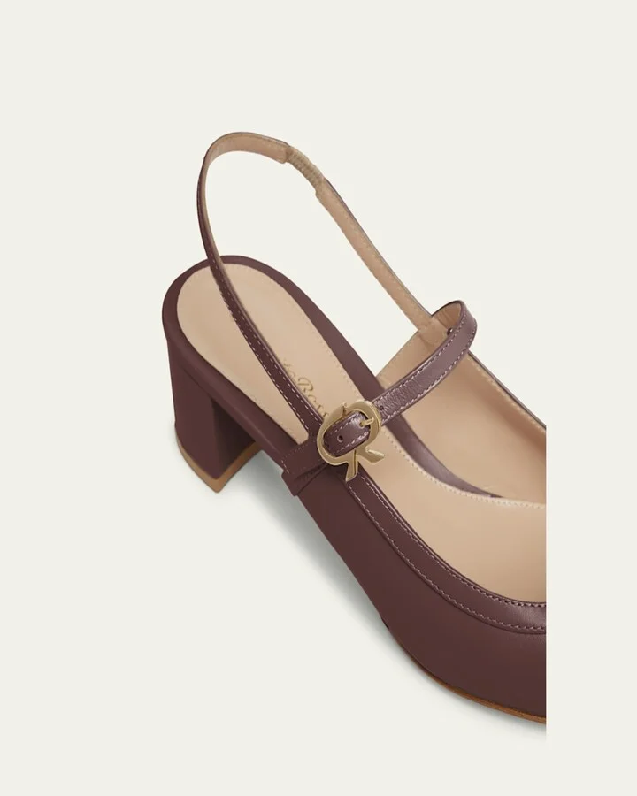 Calfskin Mary Jane Slingback Pumps - Image 6