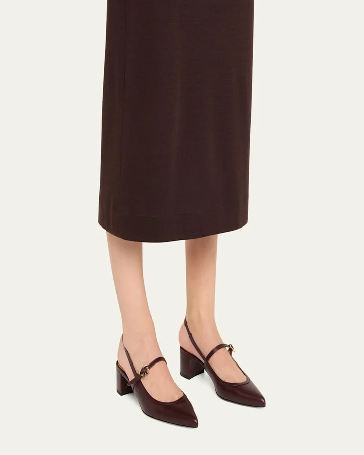 Calfskin Mary Jane Slingback Pumps - Image 11