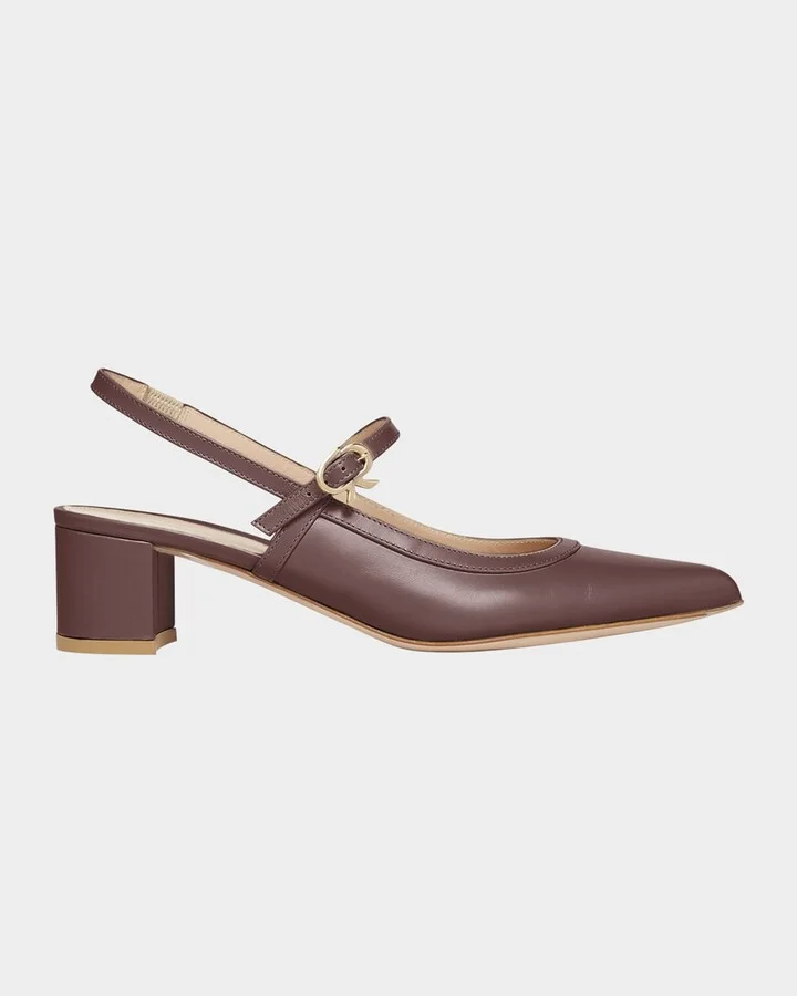 Calfskin Mary Jane Slingback Pumps