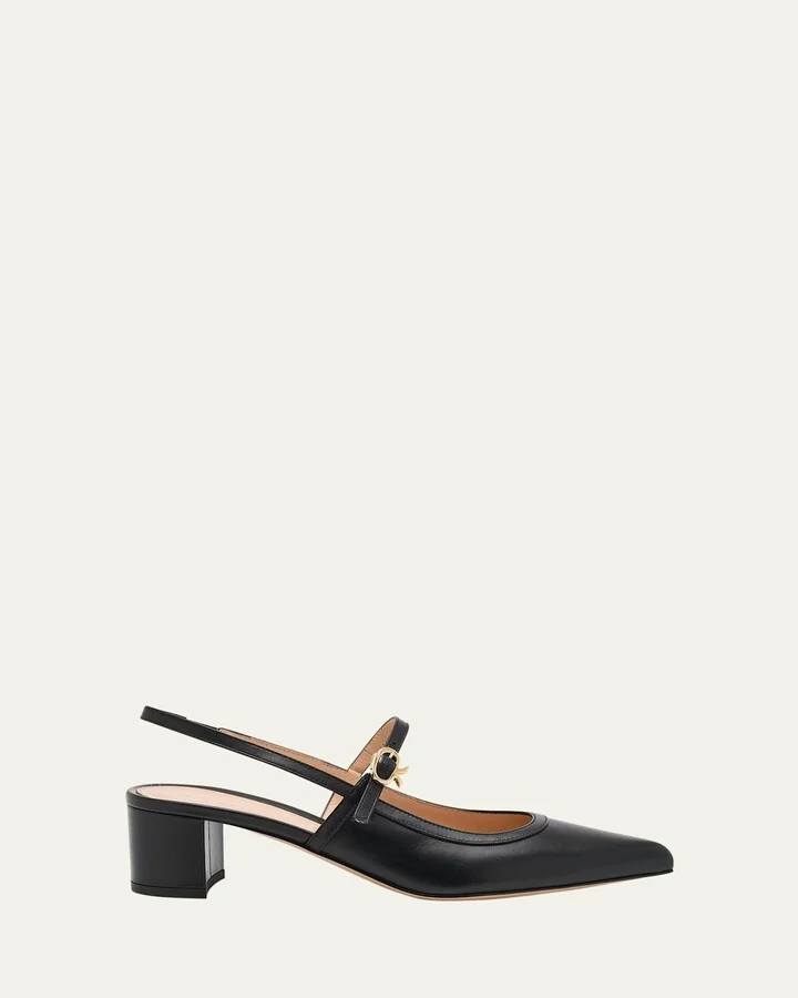 Calfskin Mary Jane Slingback Pumps