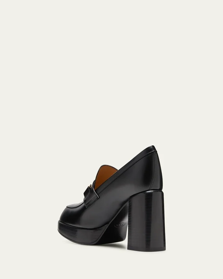 Calfskin Strap Heeled Loafers - Image 3