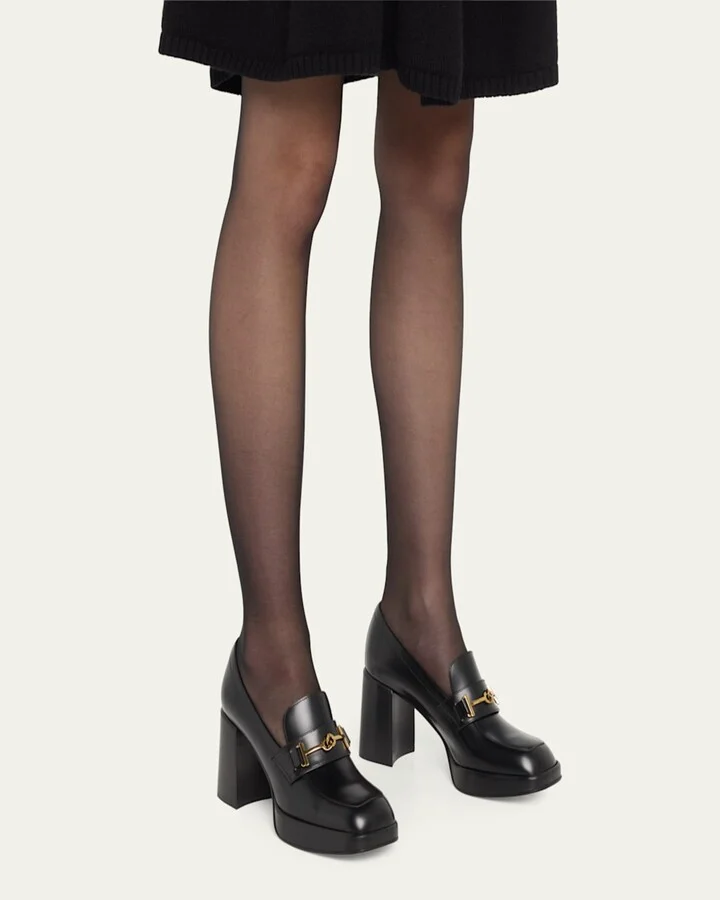 Calfskin Strap Heeled Loafers - Image 4