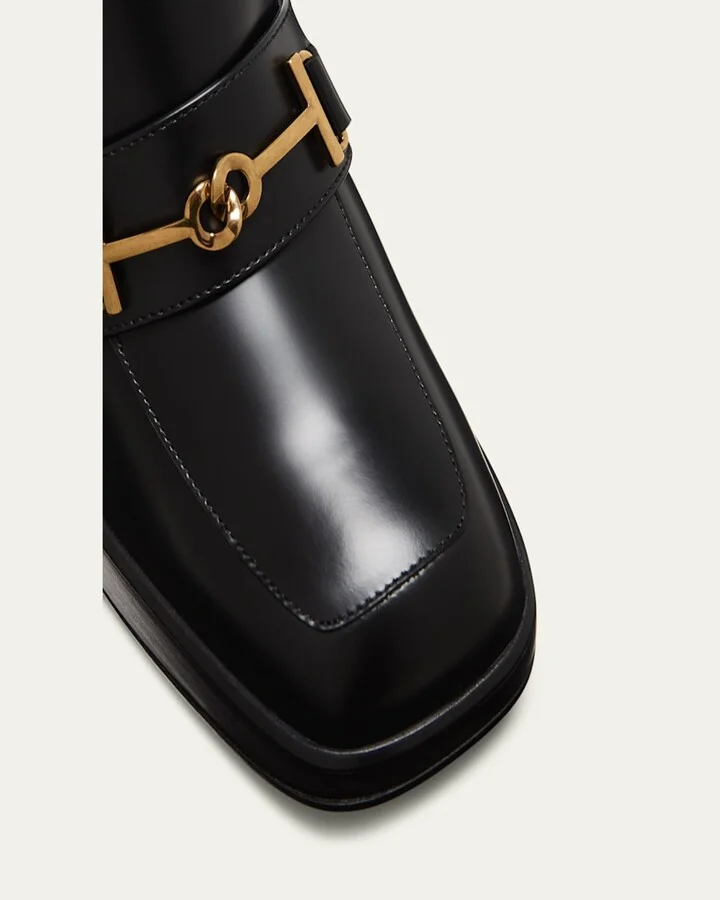 Calfskin Strap Heeled Loafers - Image 5