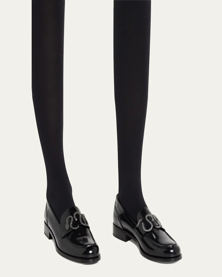 Calfskin Strass Snake Penny Loafers - Image 4