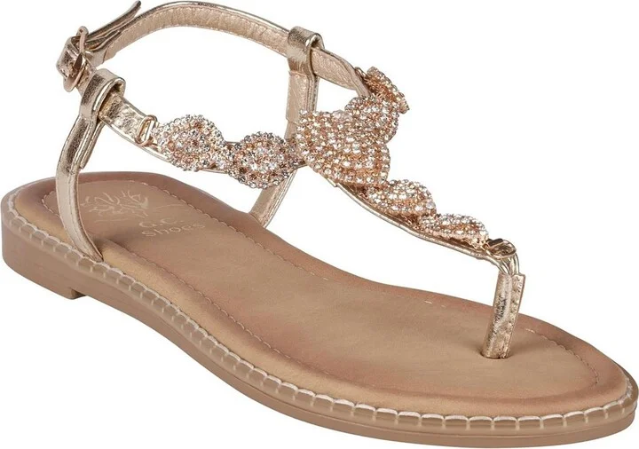 CALI Womens Jeweled Man Made Thong Sandals