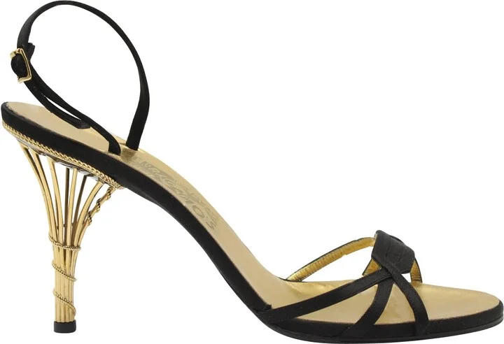 Calipso 1956 Satin-Trimmed Sandals in Black Leather