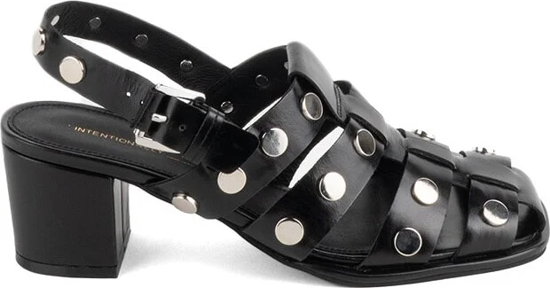 Calix Studded Fisherman Heel-Black - Image 2