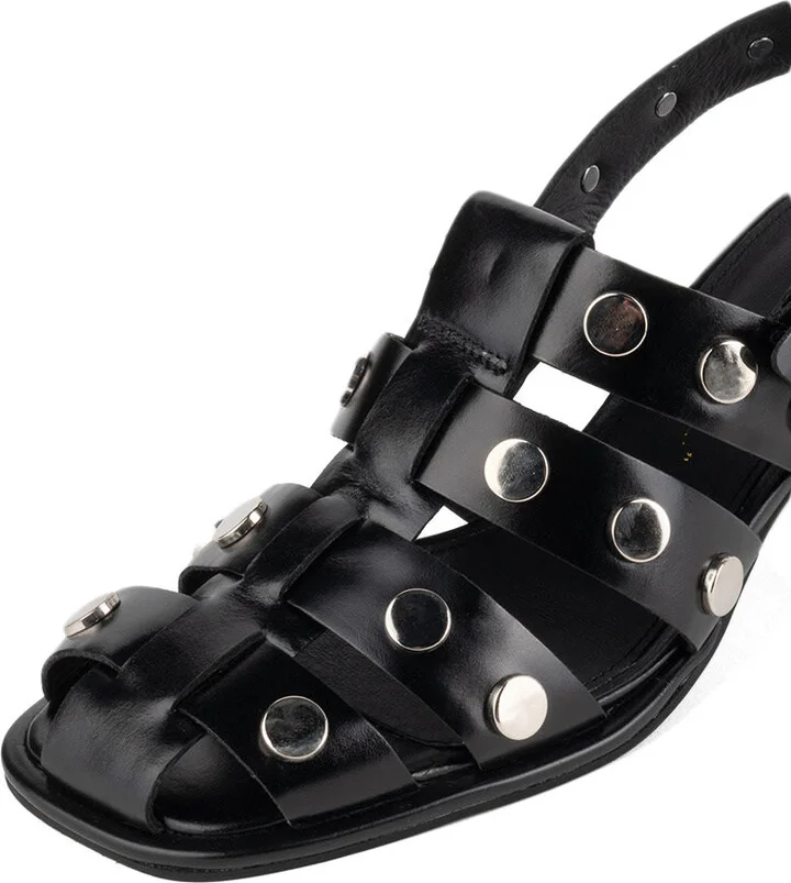 Calix Studded Fisherman Heel-Black - Image 3