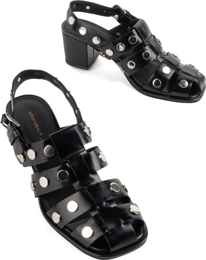 Calix Studded Fisherman Heel-Black