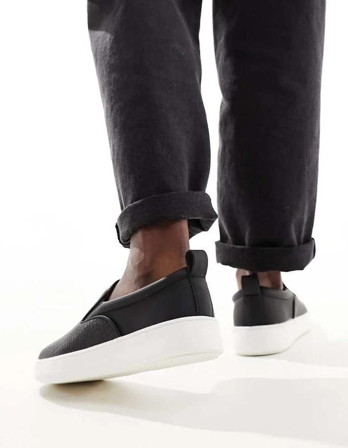 Call It Spring Aprill slip on sneakers in black mock croc - Image 2