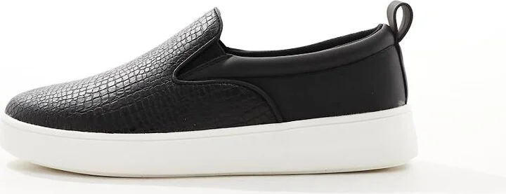 Call It Spring Aprill slip on sneakers in black mock croc - Image 3