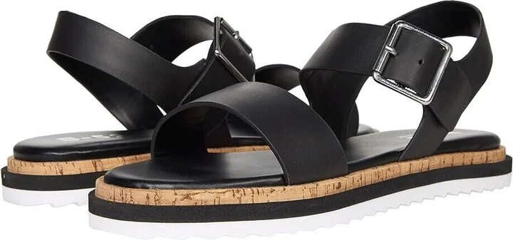 Calla Sandals Men's 10 Black Leather Round Toe Adjustable Strap KHD655