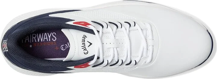 Callaway Coronado v4 Men's Golf Shoes White/Blue/Red : 11.5 D - Medium, Leather - Image 2