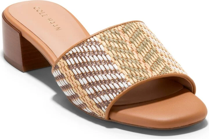 STRIPED RAFFIA/BISCUIT LEATHER