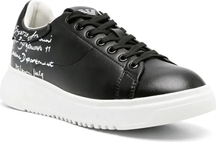 Calligraphy-Print Leather Sneakers - Image 2