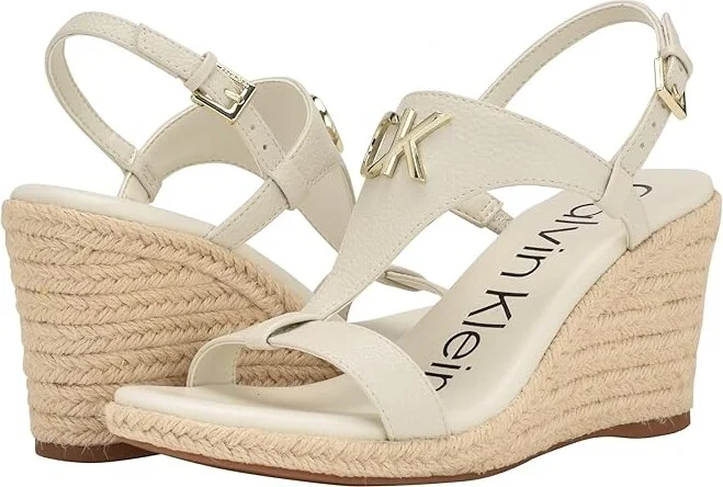 Calvin Klein Blanta Women's Sandals Ivory : 9.5 M, Leather/Rubber