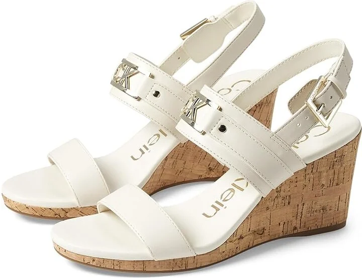 Calvin Klein Bomega Women's Sandals Ivory : 10 M, Leather