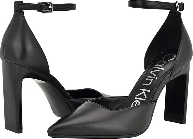 Calvin Klein Carcie High Women's Heels Black Leather : 8.5 M, Leather/Rubber/Synthetic