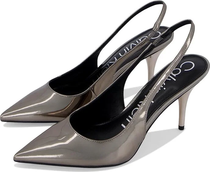 Calvin Klein Cinola Women's Shoes Pewter Mirror Metallic : 11 M, Leather