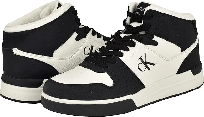 Calvin Klein Fabi Men's Lace-up Boots Black/White : 11.5 M, Leather/Rubber
