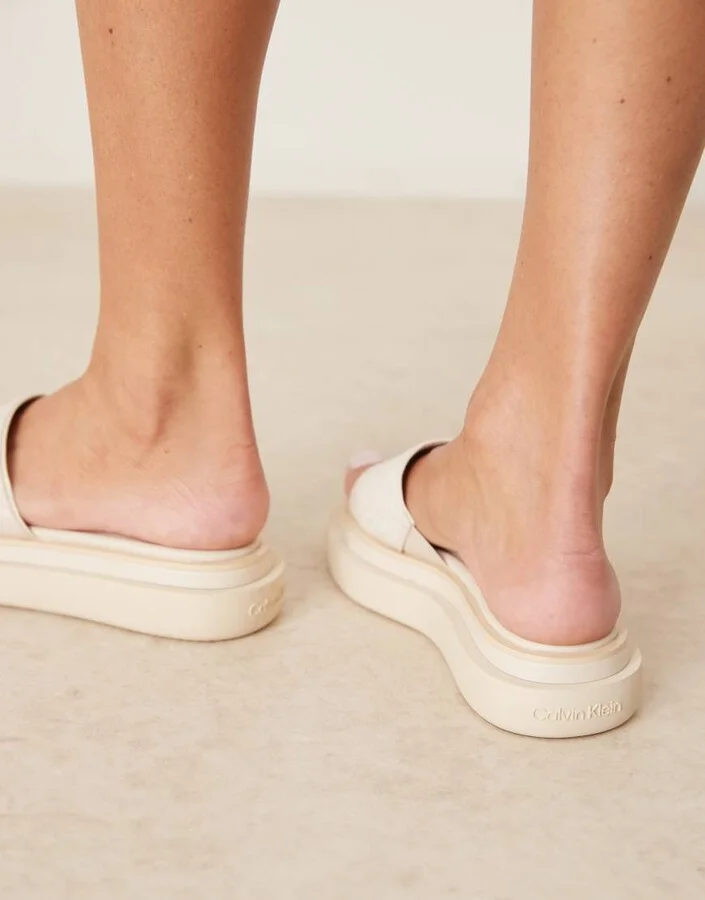 Calvin Klein flatform slides in off white - Image 4