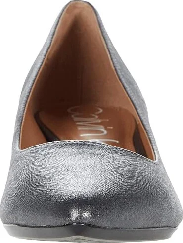 Calvin Klein Gabrianna Pump Women's 1-2 inch heel Shoes Pewter Leather : 5 M - Image 5