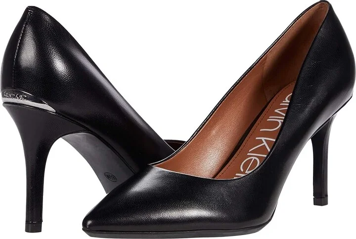 Calvin Klein Gayle Pump High Women's Heels Black Leather 1 : 5 M
