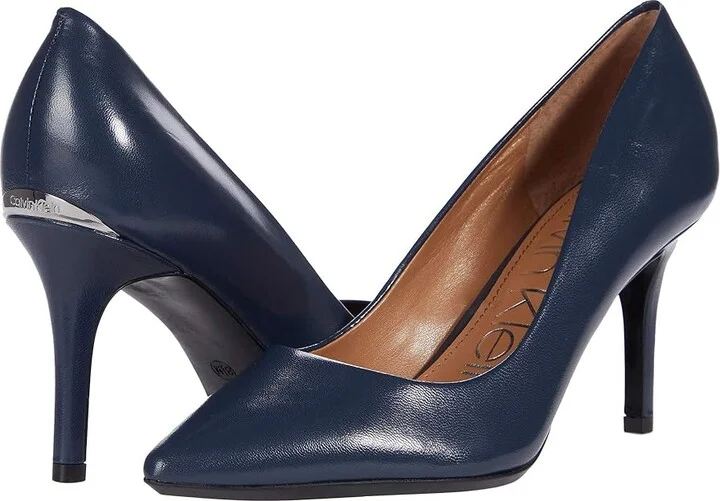 Calvin Klein Gayle Pump High Women's Heels Navy 1 : 5 M, Leather