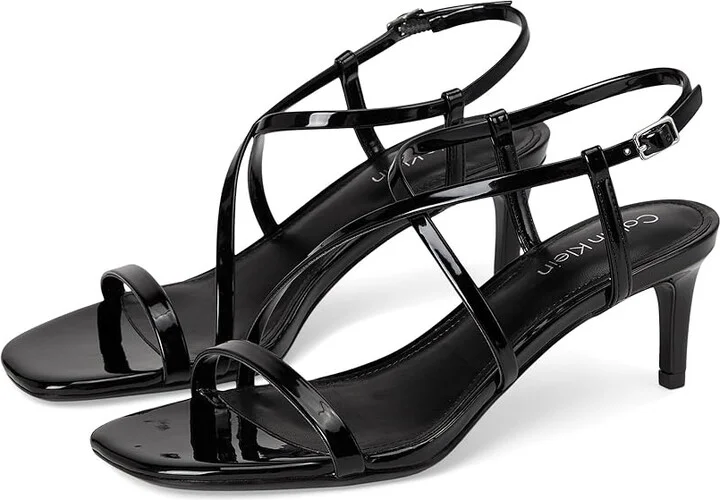 Calvin Klein Ishaya Women's Sandals Black Patent : 11 M, Faux Leather