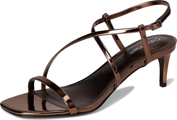 Calvin Klein Ishaya Women's Sandals Bronze Mirror Metallic : 7.5 M, Faux Leather - Image 5