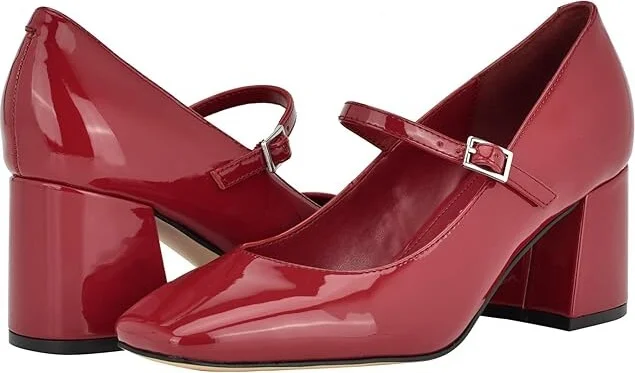 Calvin Klein Jatlee High Women's Heels Dark Red Patent : 5.5 M, Leather/Synthetic