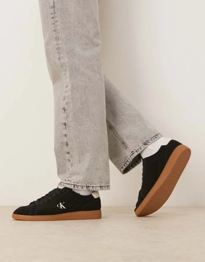 Calvin Klein Jeans canvas cupsole sneakers with gum sole in black