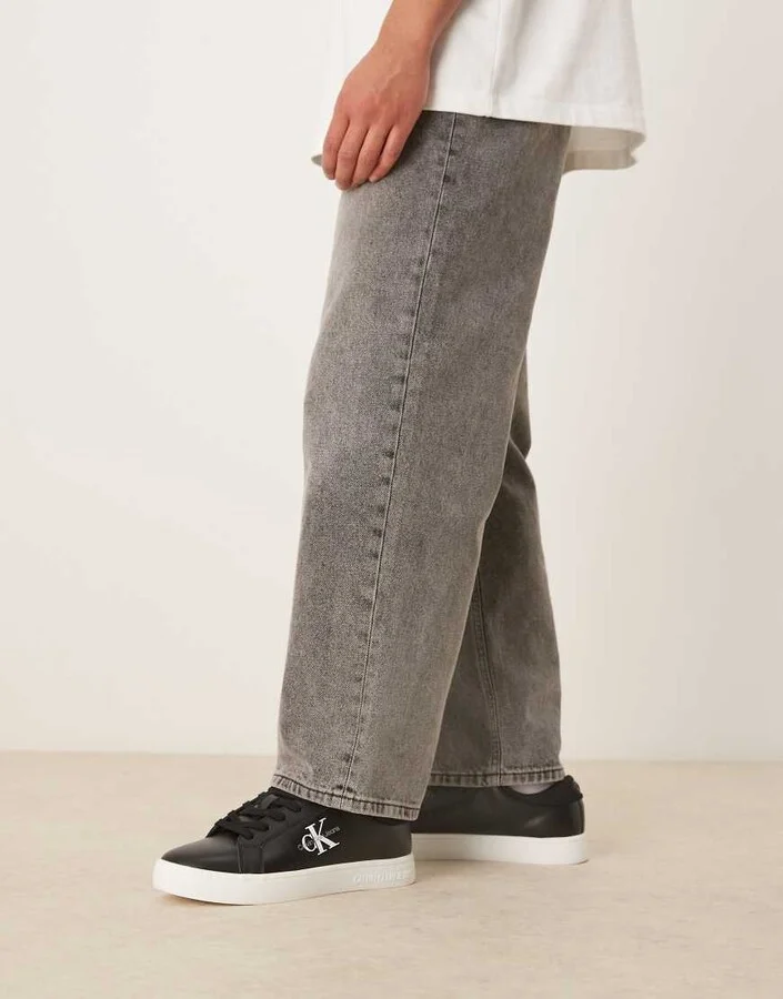 Calvin Klein Jeans classic cupsole leather sneakers in black and white - Image 3