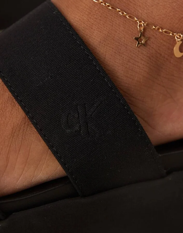 Calvin Klein Jeans double strap flatform sandals in black - Image 3