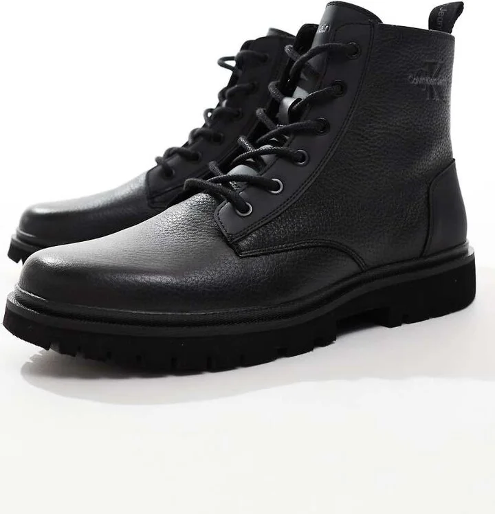 Calvin Klein Jeans Eva mid lace up boots in black - Image 2