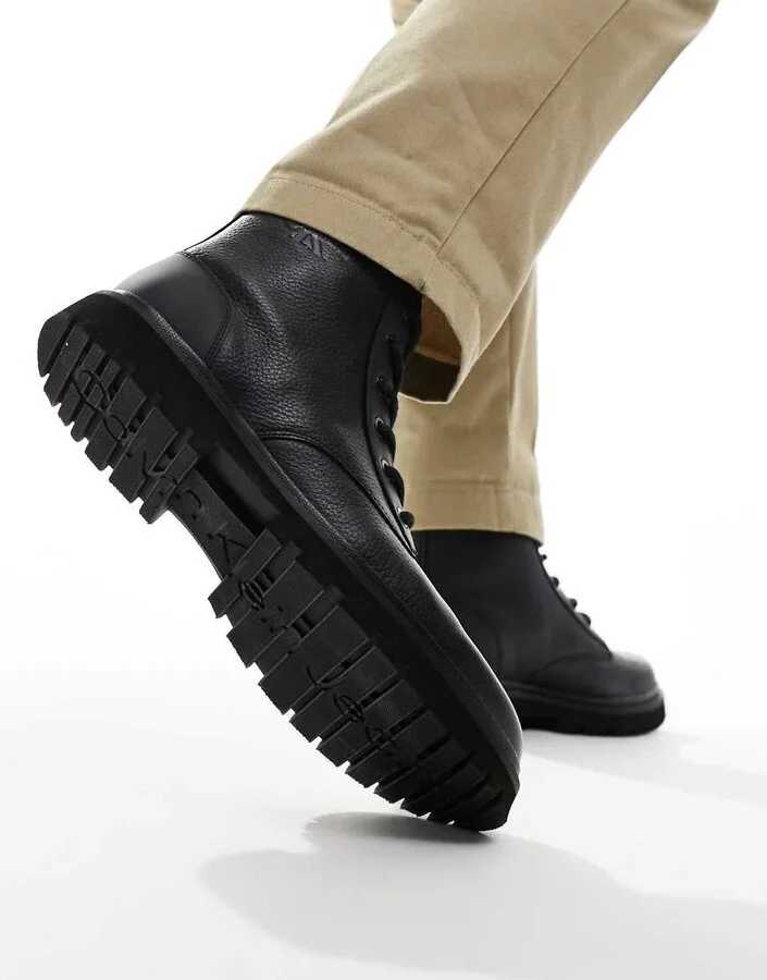 Calvin Klein Jeans Eva mid lace up boots in black - Image 3
