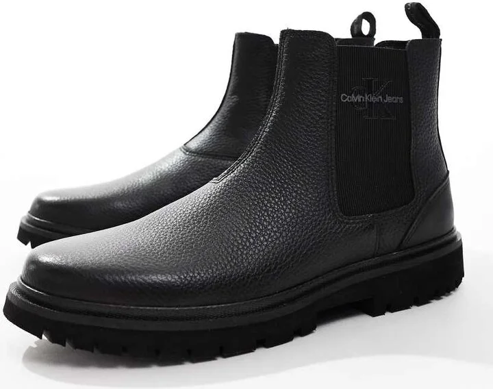 Calvin Klein Jeans Eva mid leather chelsea boots in black - Image 2