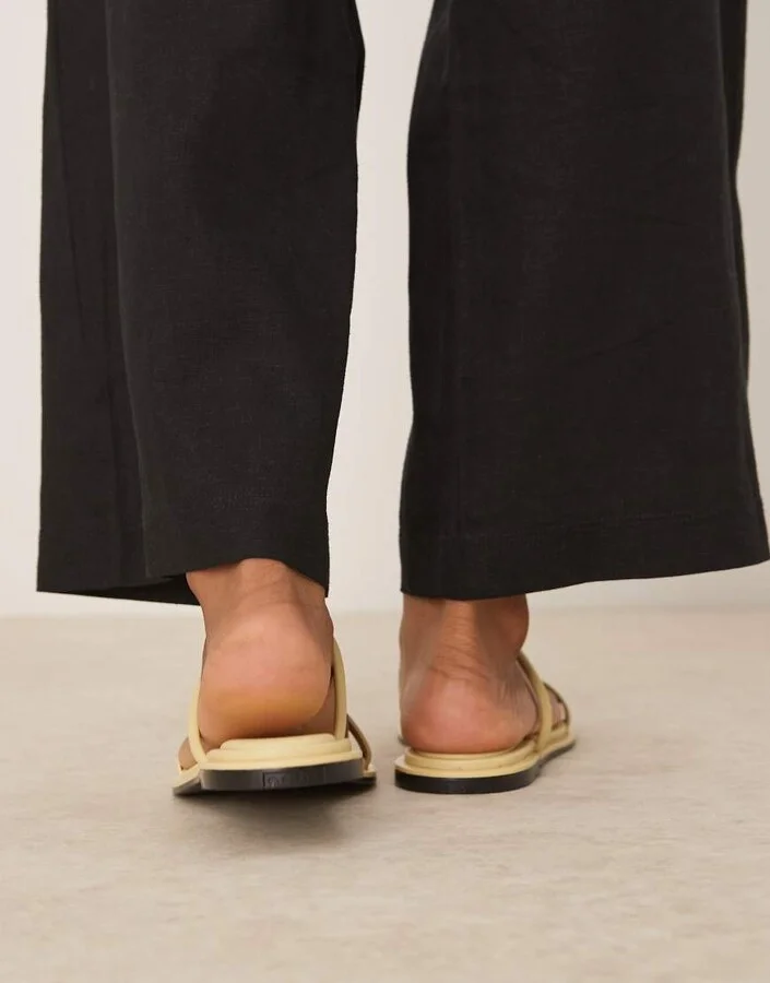 Calvin Klein Jeans flat double strap sandals in butter yellow - Image 3