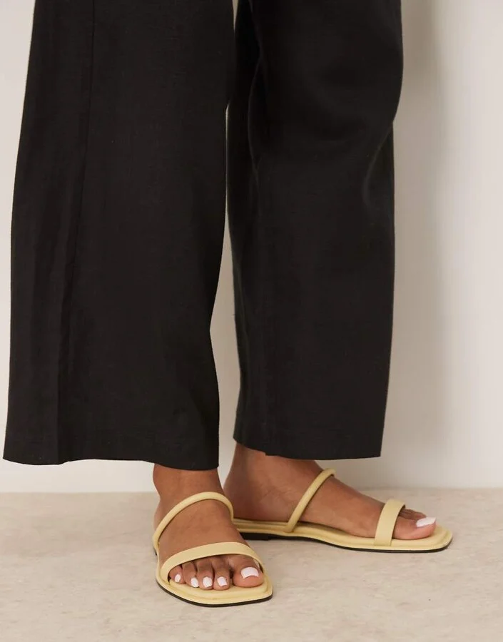 Calvin Klein Jeans flat double strap sandals in butter yellow - Image 4
