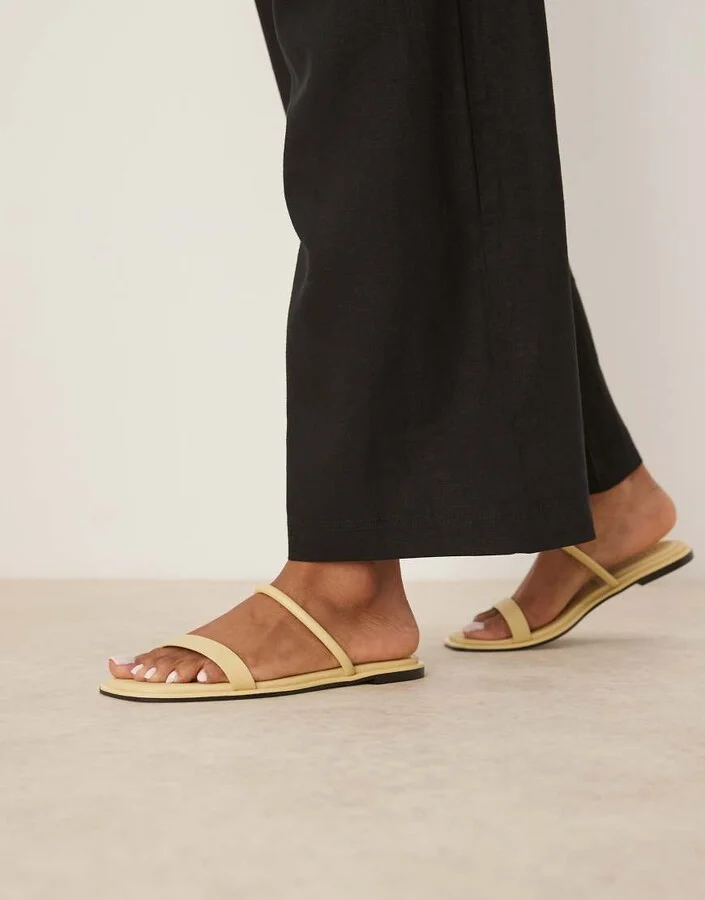 Calvin Klein Jeans flat double strap sandals in butter yellow