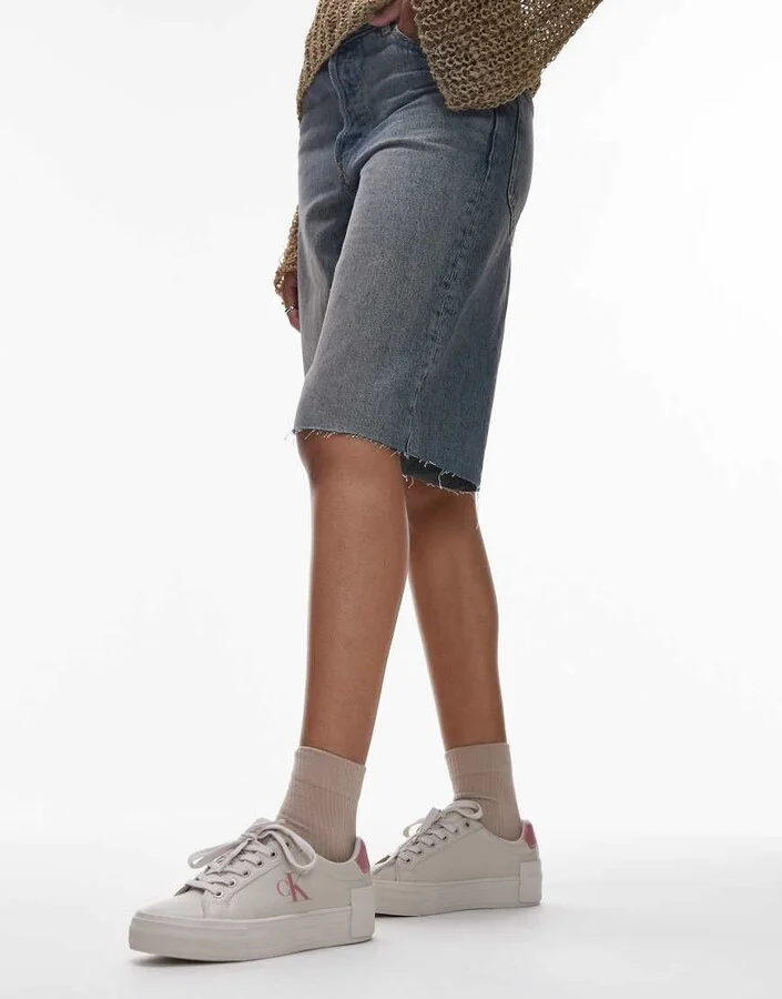Calvin Klein Jeans flatform sneakers in eggshell & dusty rose