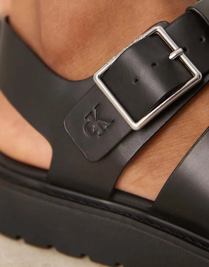 Calvin Klein Jeans gladiator sandals in black - Image 3