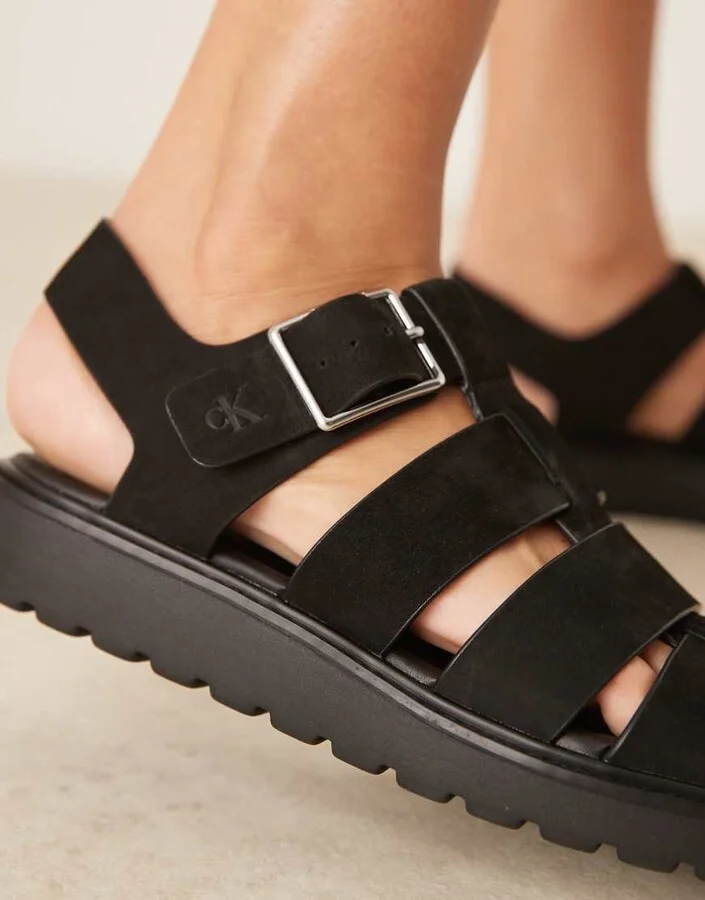 Calvin Klein Jeans gladiator style sandals in black - Image 2