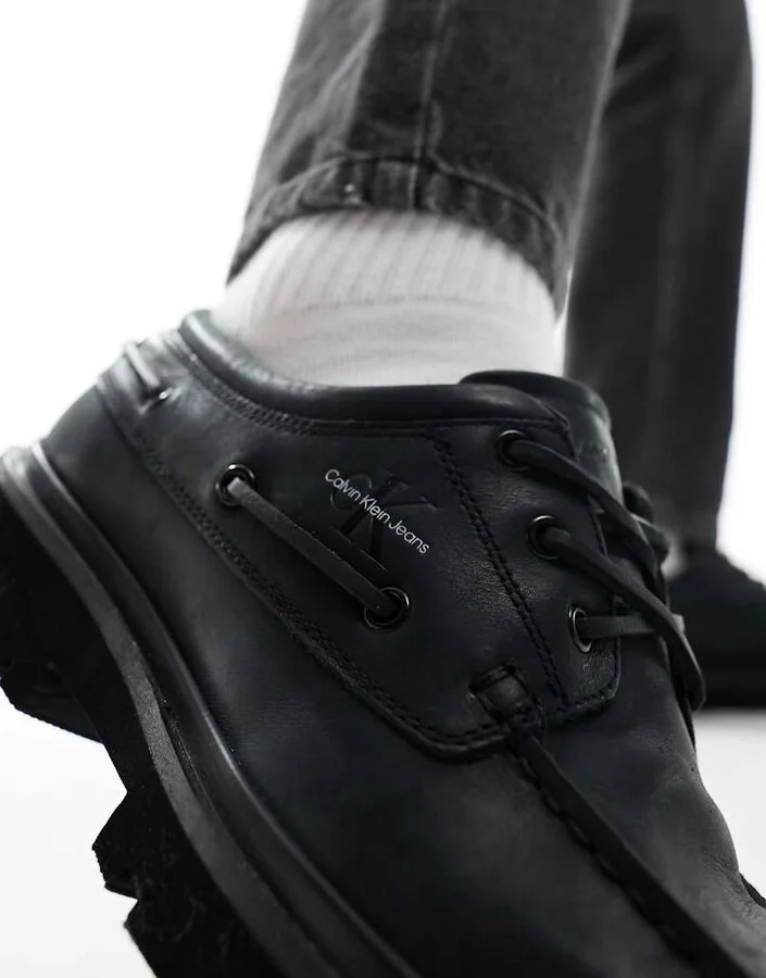 Calvin Klein Jeans hybrid slip on boat shoes in black - Image 2