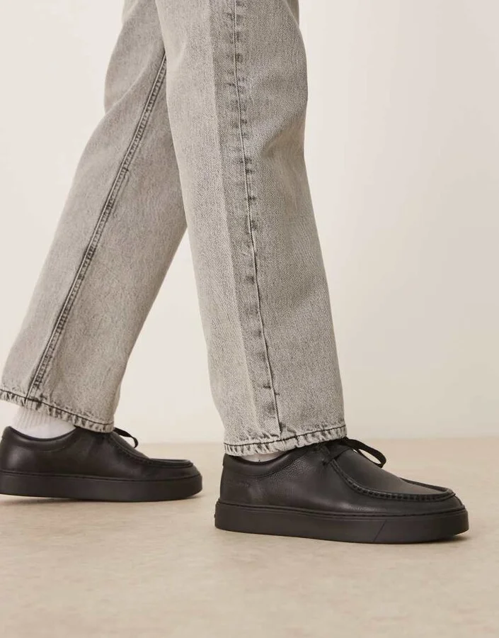 Calvin Klein Jeans lace up leather shoes in black - Image 3