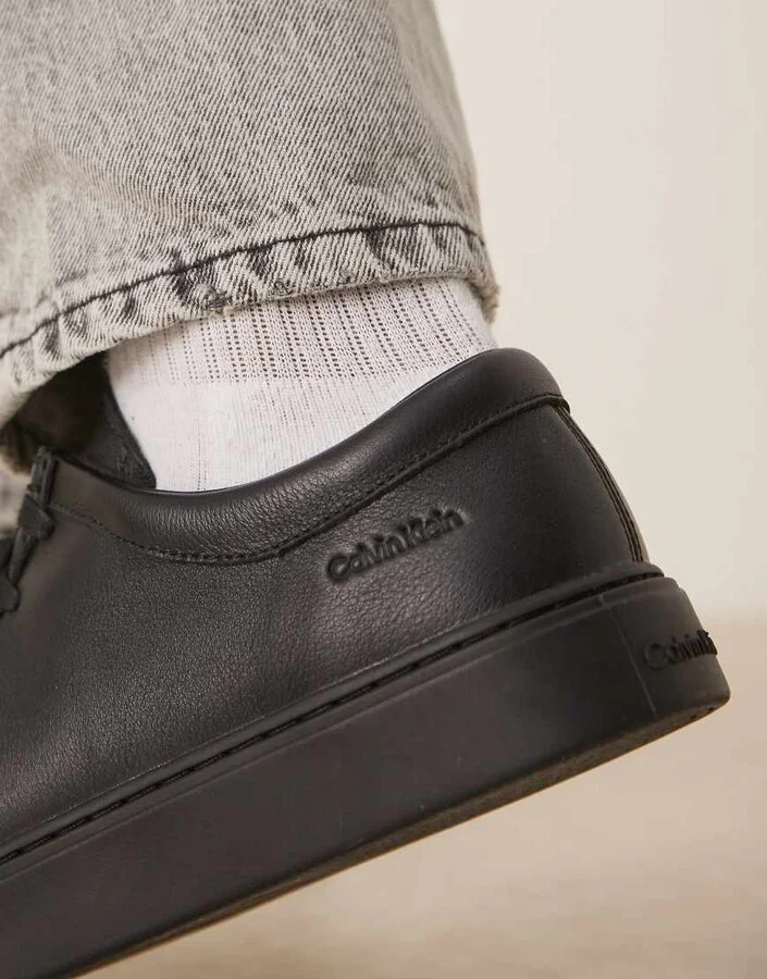 Calvin Klein Jeans lace up leather shoes in black - Image 4