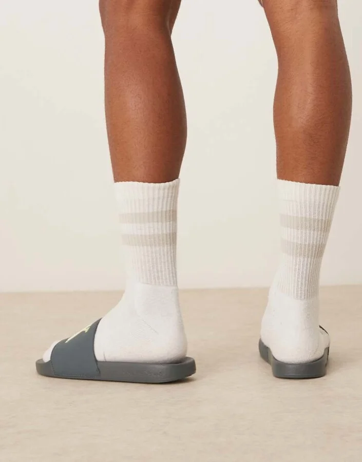 Calvin Klein Jeans large logo slides in teal, lime, and white - Image 2
