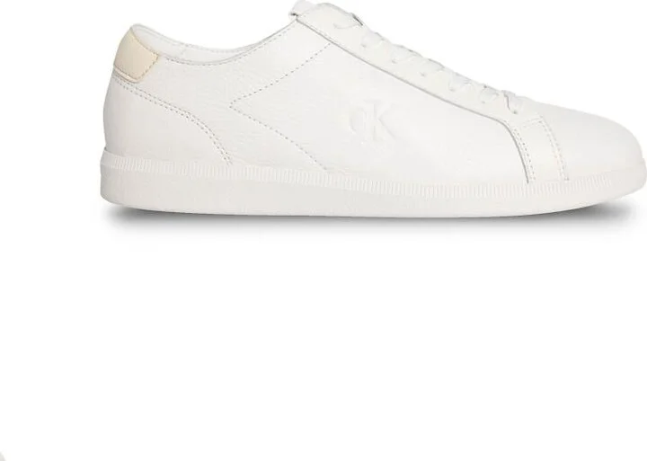 Calvin Klein Jeans leather cupsole sneakers in white - Image 2