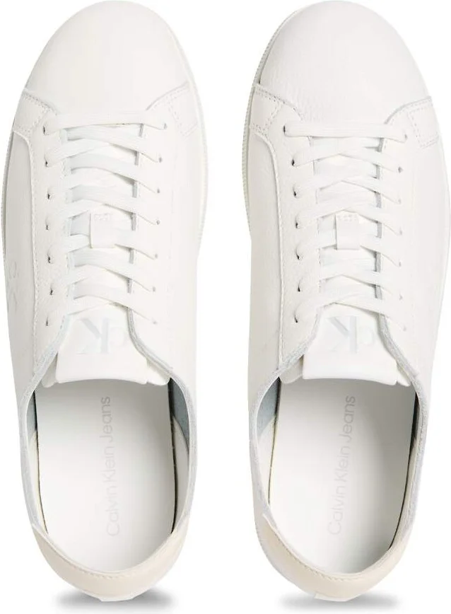 Calvin Klein Jeans leather cupsole sneakers in white - Image 4